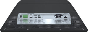 This image shows the inputs and outputs on a HATTELAND® Series 1 monitor, of the latest generation. This marine monitor offers upgraded connectivity, including an optional DVI input.