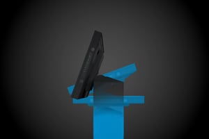 This illustration indicates how the HATTELAND® SERIES X MVD chart tables (43 and 55 inch) can be tilted from flat to upright position. This makes the monitor range highly ergonomical and user friendly.